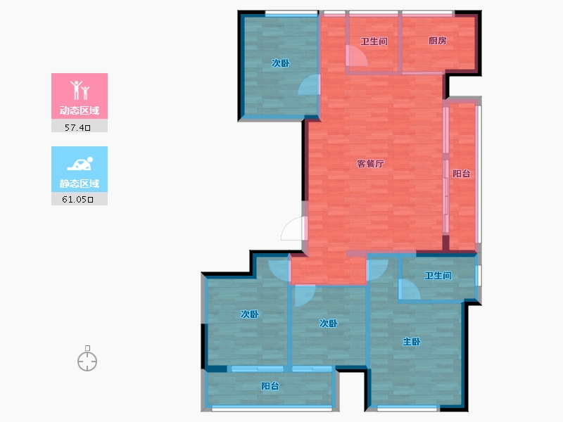 浙江省-嘉兴市-绿城柳岸禾风-107.02-户型库-动静分区