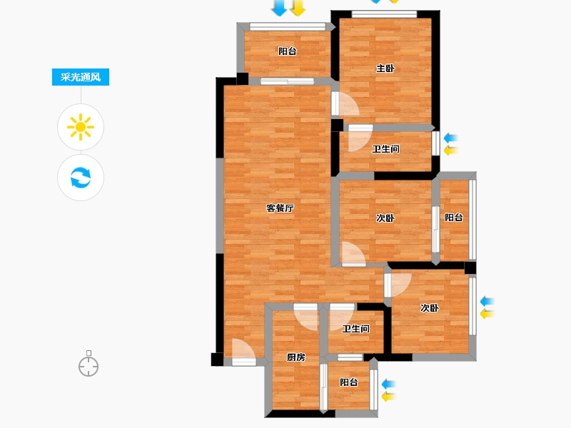 四川省-宜宾市-塞纳国际-78.61-户型库-采光通风