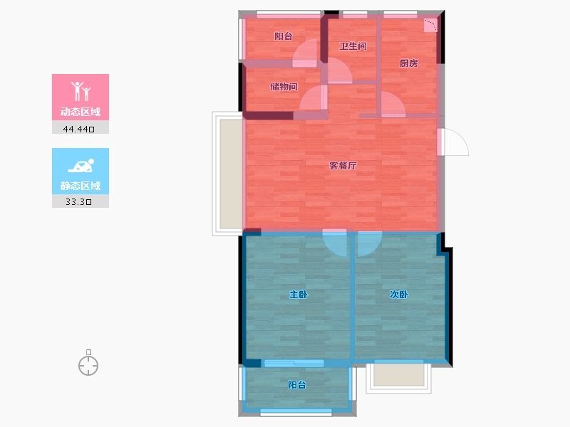 江苏省-南京市-誉峰苑-69.33-户型库-动静分区