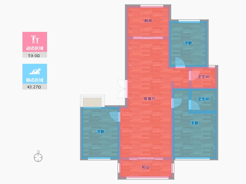 河北省-沧州市-学院府邸-91.27-户型库-动静分区