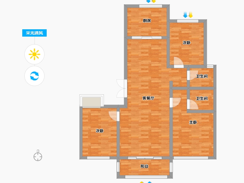 河北省-沧州市-学院府邸-91.27-户型库-采光通风