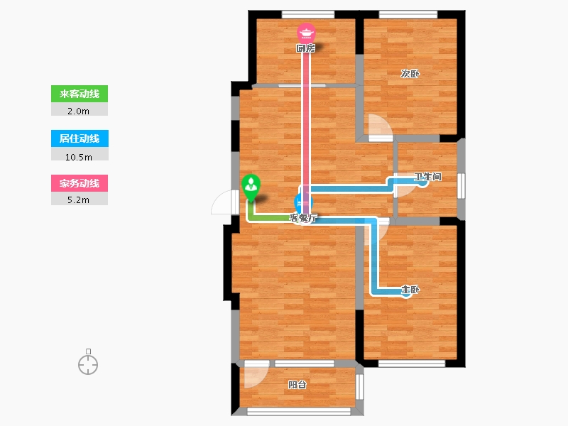 辽宁省-营口市-富甲凯旋门-74.63-户型库-动静线