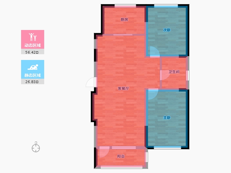 辽宁省-营口市-富甲凯旋门-74.63-户型库-动静分区