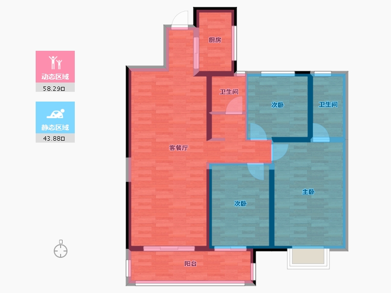 陕西省-宝鸡市-吾悦华府-91.22-户型库-动静分区