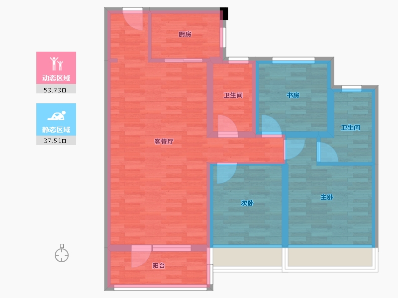 山东省-济南市-昆仑御-80.60-户型库-动静分区