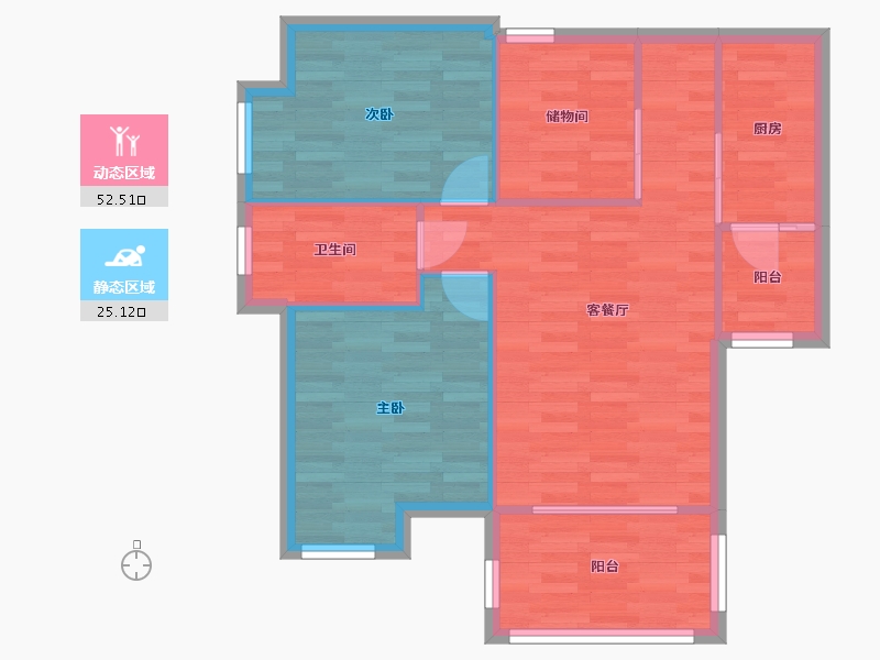 四川省-成都市-富力桃园-70.29-户型库-动静分区