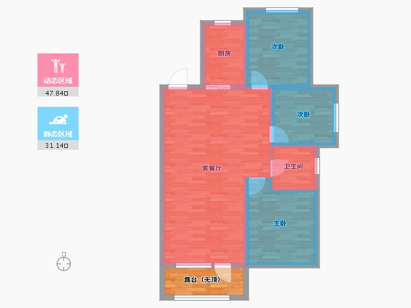 辽宁省-沈阳市-广夏绿园-75.67-户型库-动静分区