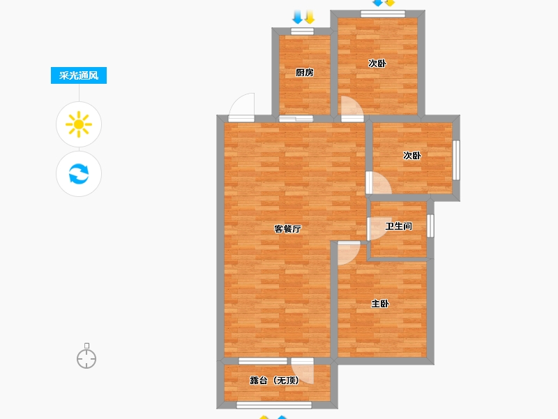 辽宁省-沈阳市-广夏绿园-75.67-户型库-采光通风