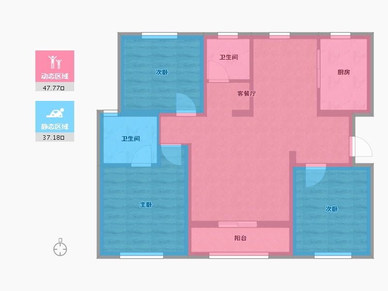 陕西省-商洛市-嘉园国际城-74.98-户型库-动静分区