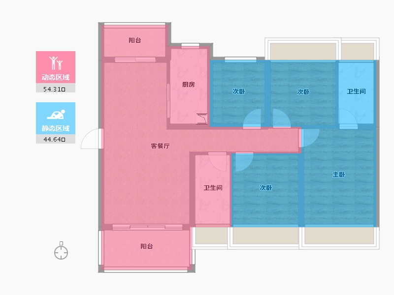 广东省-江门市-碧桂园滨江天际-87.81-户型库-动静分区