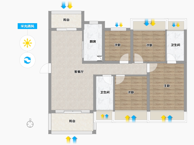 广东省-江门市-碧桂园滨江天际-87.81-户型库-采光通风