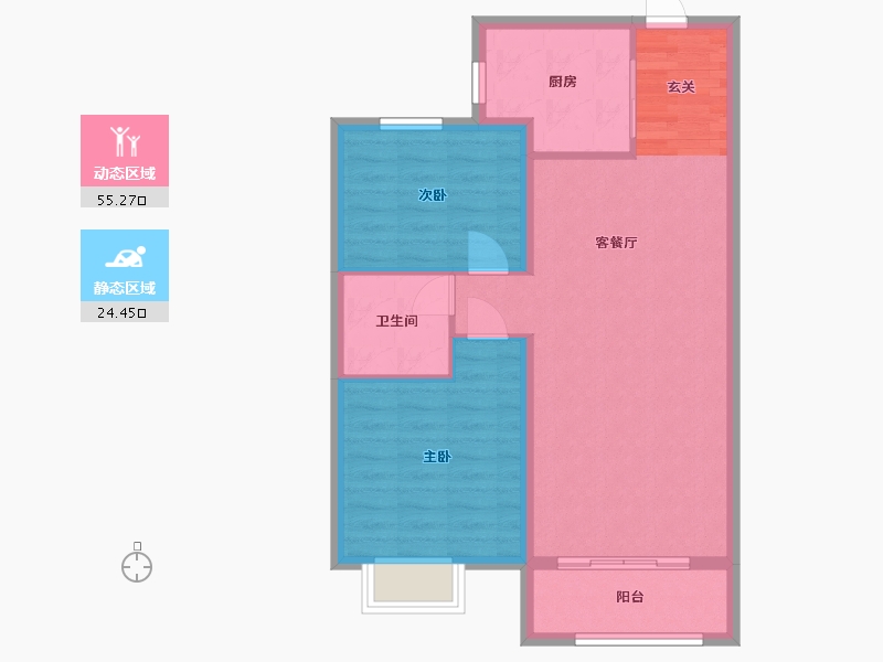 黑龙江省-哈尔滨市-恒泰・悦�Z府-71.99-户型库-动静分区