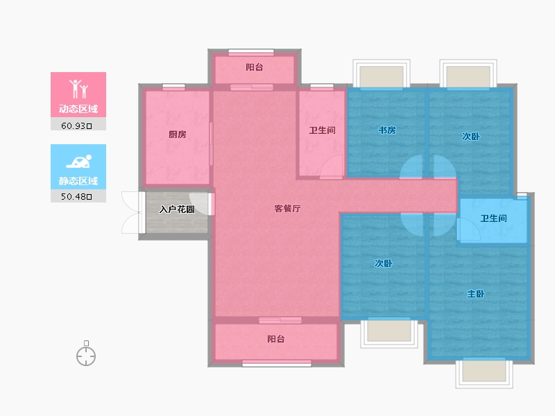 湖南省-湘潭市-裕源懿府-104.57-户型库-动静分区