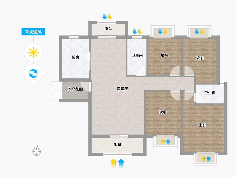 湖南省-湘潭市-裕源懿府-104.57-户型库-采光通风