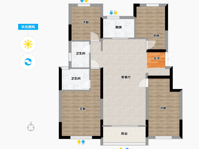 浙江省-宁波市-金隅大成郡一期-106.57-户型库-采光通风