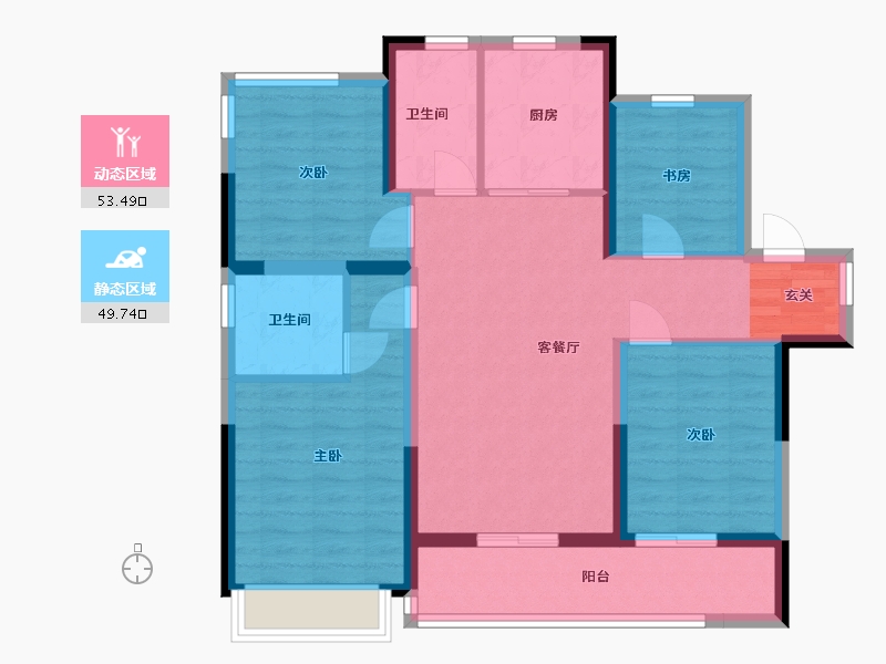 浙江省-宁波市-荣安劝学里-91.90-户型库-动静分区