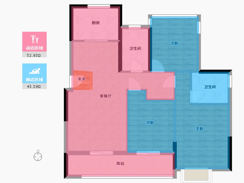 浙江省-宁波市-荣安劝学里-86.57-户型库-动静分区