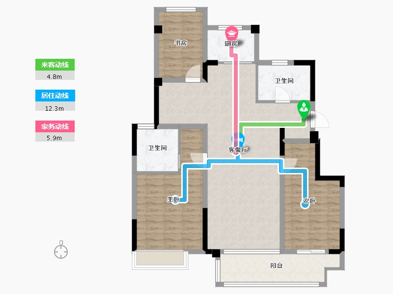 江苏省-苏州市-东原阅境-110.00-户型库-动静线