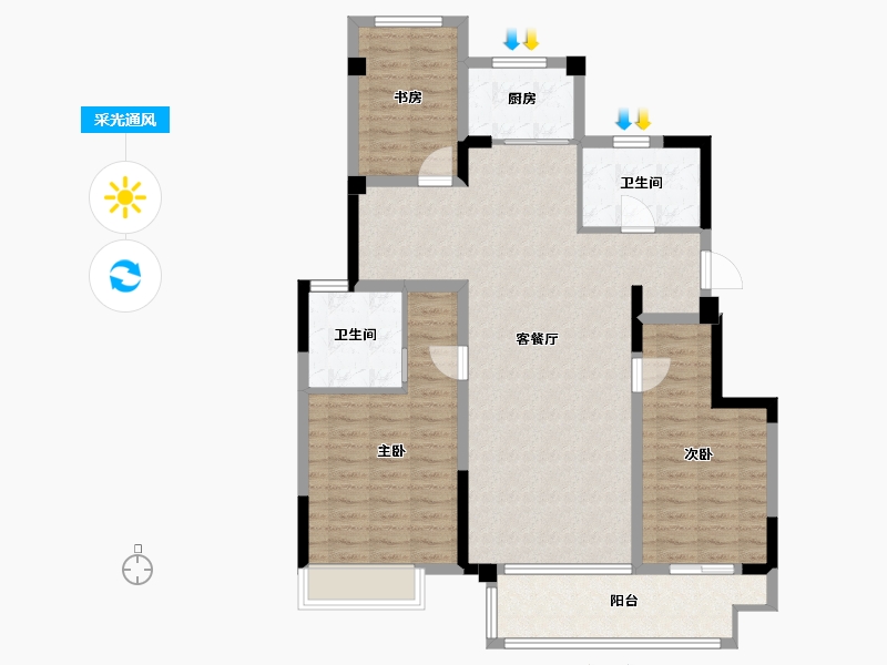 江苏省-苏州市-东原阅境-110.00-户型库-采光通风