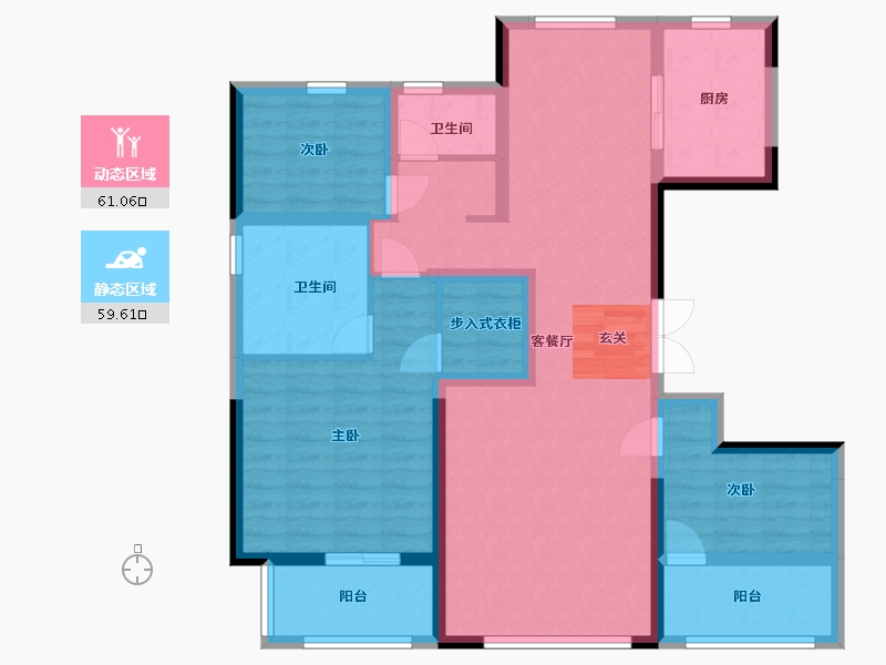 浙江省-宁波市-美的・美颐园-107.04-户型库-动静分区