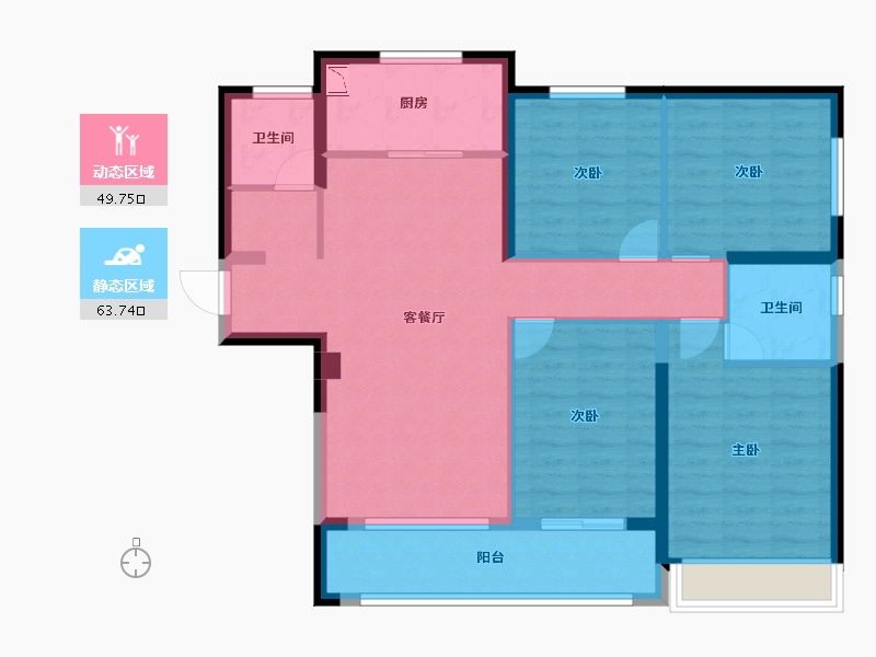 河南省-郑州市-万科城-101.86-户型库-动静分区