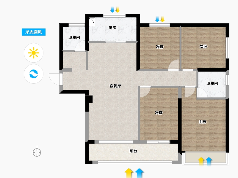 河南省-郑州市-万科城-101.86-户型库-采光通风