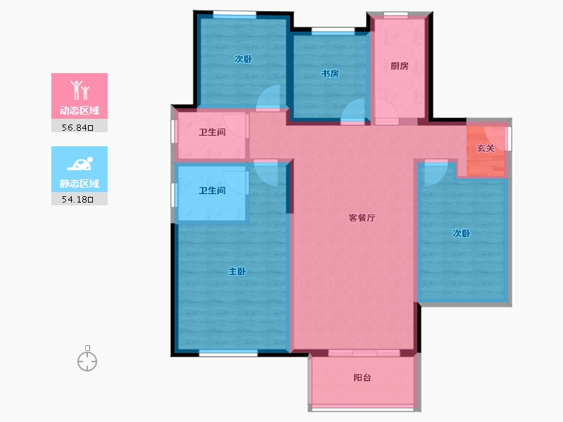 河南省-新乡市-绿都温莎城邦-98.64-户型库-动静分区