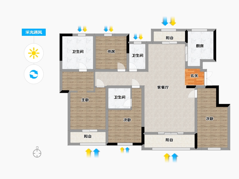 浙江省-宁波市-蓝城明庐-151.00-户型库-采光通风