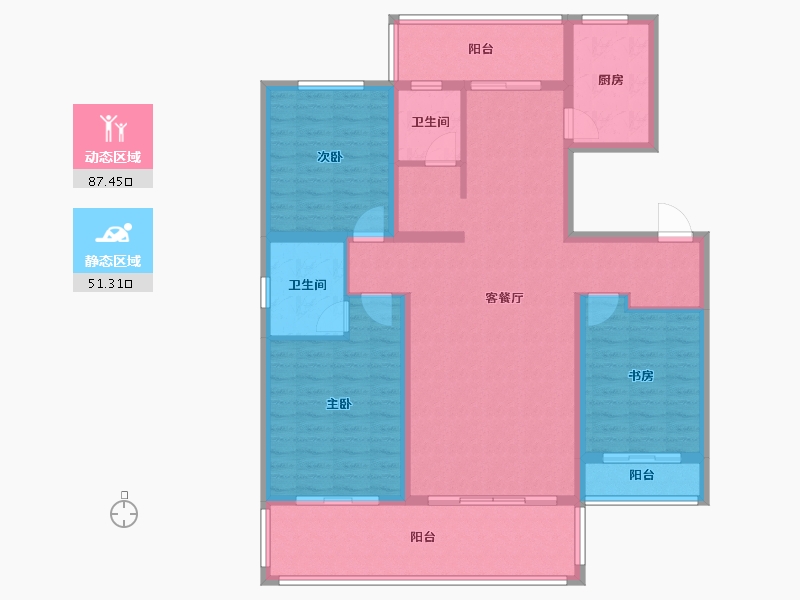 辽宁省-盘锦市-公园里-124.78-户型库-动静分区