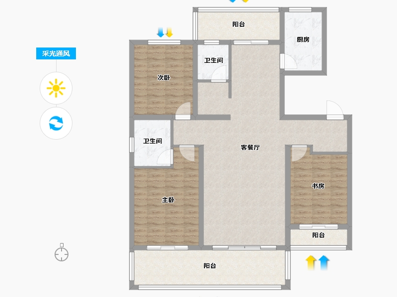 辽宁省-盘锦市-公园里-124.78-户型库-采光通风