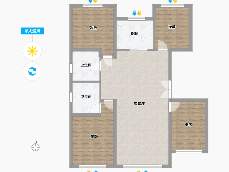 辽宁省-盘锦市-公园里-110.14-户型库-采光通风