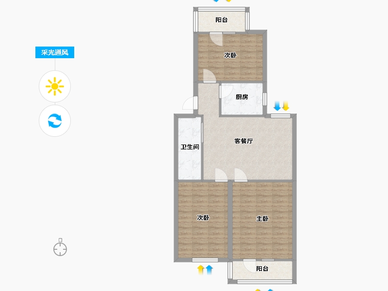 北京-北京市-玉海园-84.33-户型库-采光通风