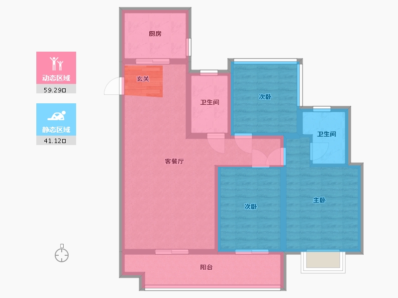 安徽省-合肥市-金辉中梁优步学府-89.04-户型库-动静分区