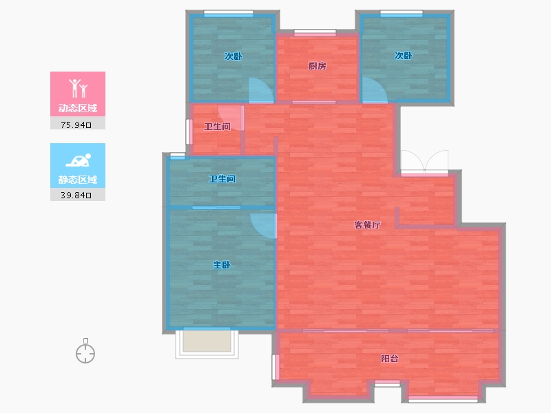 安徽省-合肥市-公园天著-106.94-户型库-动静分区