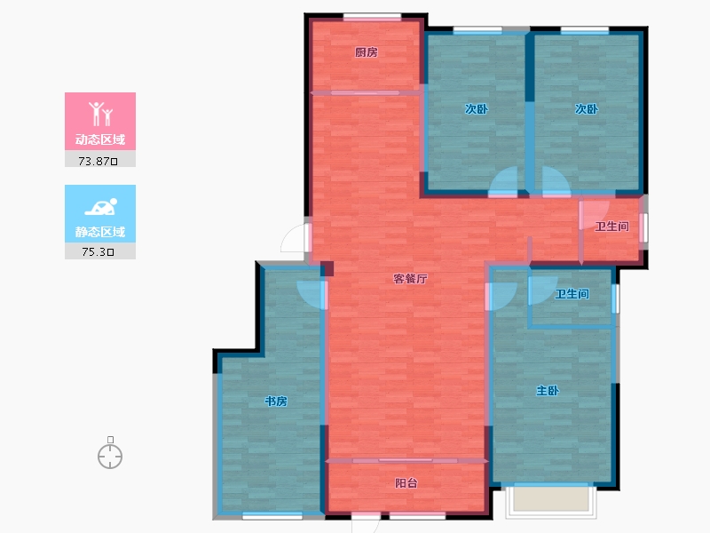 河南省-新乡市-东王府-135.00-户型库-动静分区