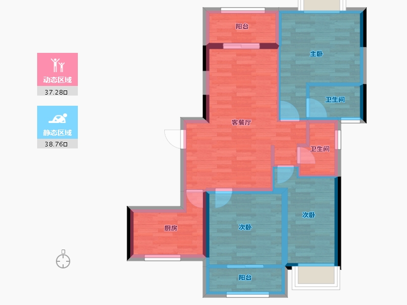 福建省-龙岩市-美伦东锦缘-66.72-户型库-动静分区