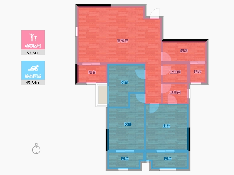 湖北省-黄冈市-大中华购物广场-92.57-户型库-动静分区