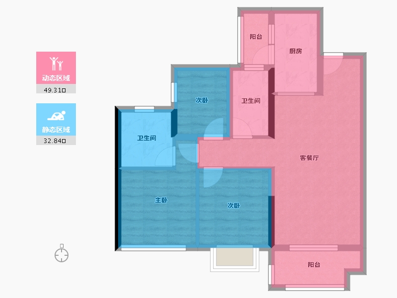 广东省-肇庆市-招商依云水岸-72.33-户型库-动静分区