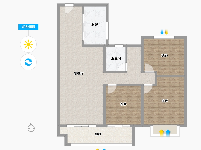 江苏省-常州市-新城都荟-103.33-户型库-采光通风