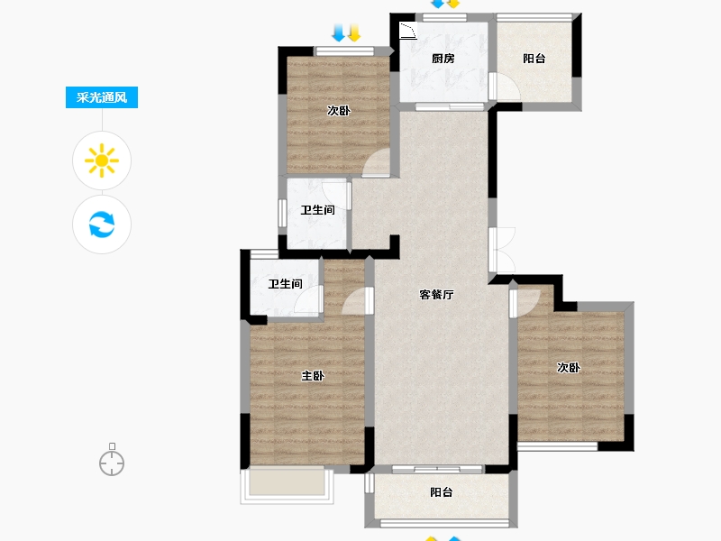 江苏省-泰州市-南-95.34-户型库-采光通风