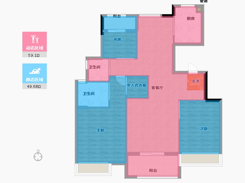 浙江省-宁波市-翰林园-98.77-户型库-动静分区