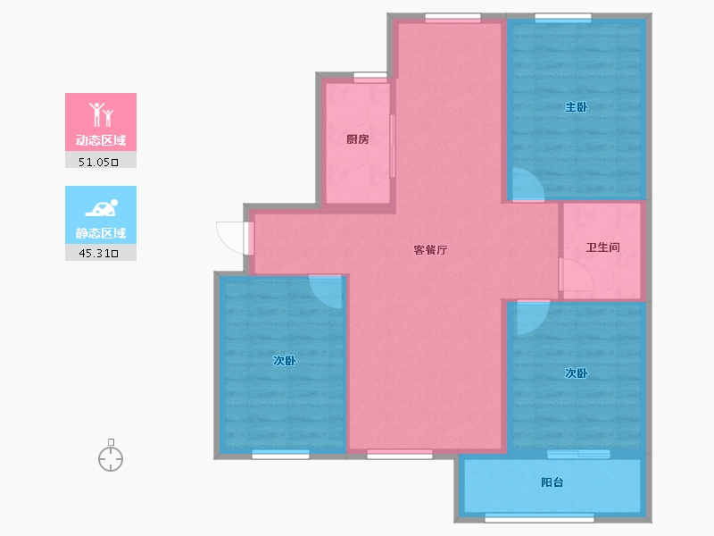 吉林省-四平市-海丰人家-86.94-户型库-动静分区