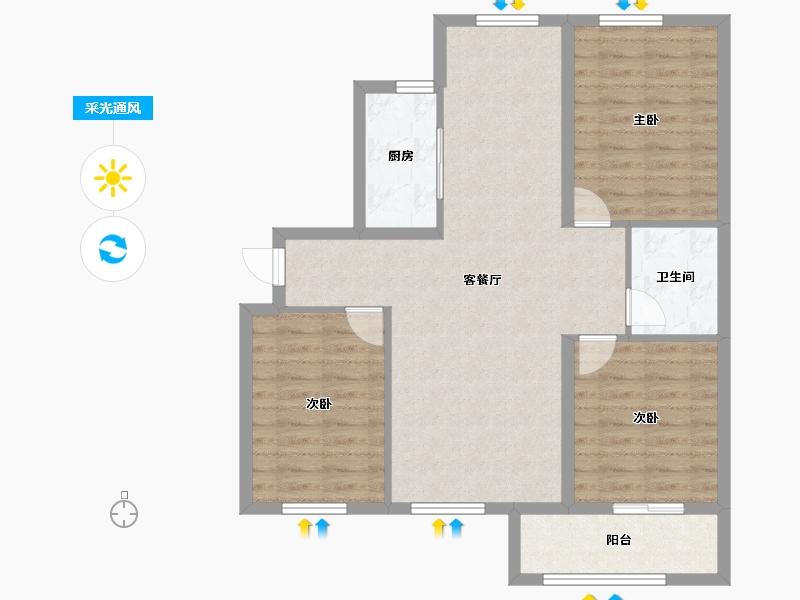 吉林省-四平市-海丰人家-86.94-户型库-采光通风