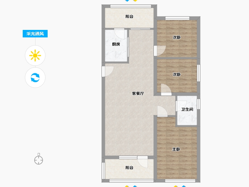 河北省-张家口市-开元小区-81.30-户型库-采光通风