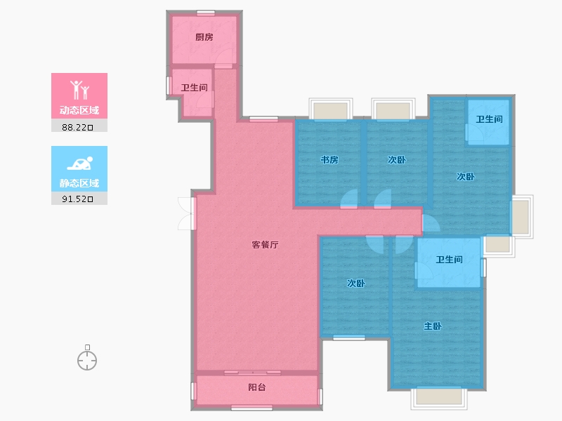 福建省-福州市-东方名城天鹅堡-162.74-户型库-动静分区