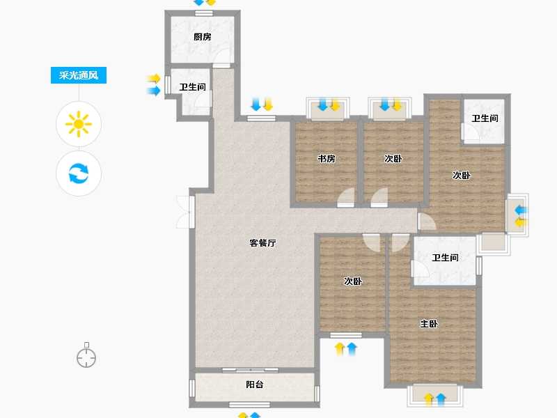 福建省-福州市-东方名城天鹅堡-162.74-户型库-采光通风