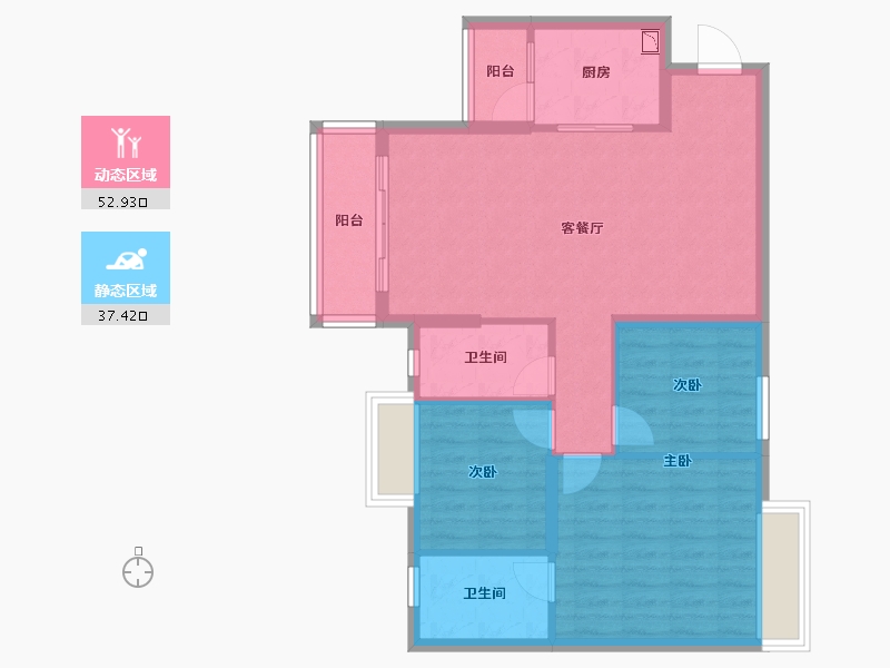 广东省-佛山市-美的简岸花园-81.23-户型库-动静分区