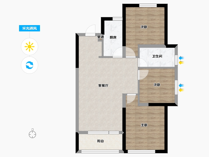 辽宁省-沈阳市-十里锦城 春树-68.88-户型库-采光通风