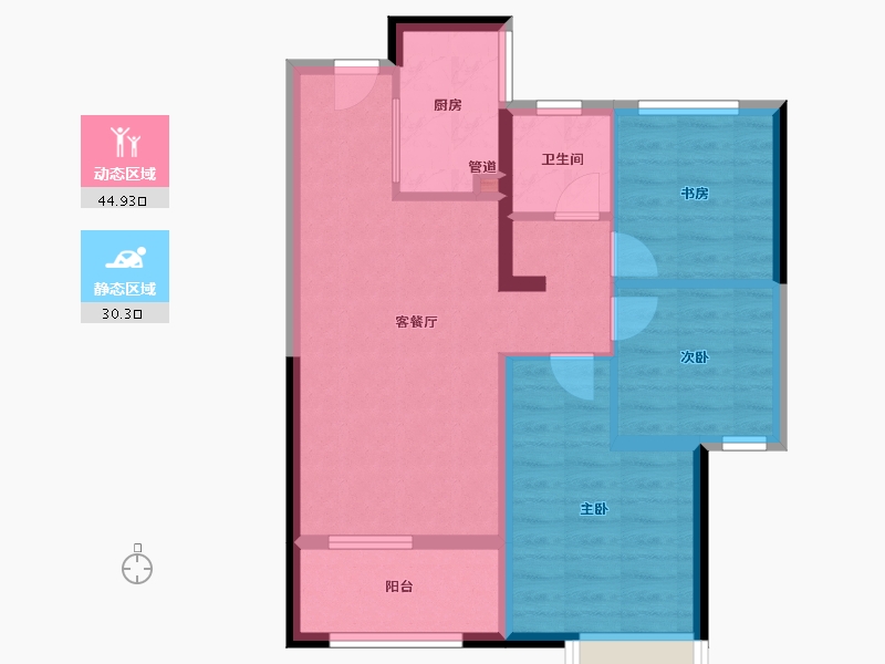 河南省-郑州市-绿都澜湾-66.75-户型库-动静分区