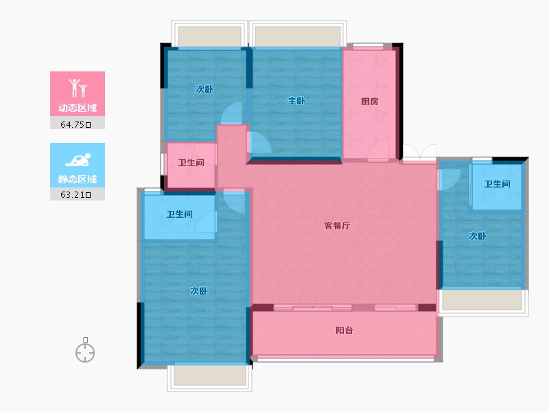 陕西省-汉中市-公园壹号-115.53-户型库-动静分区